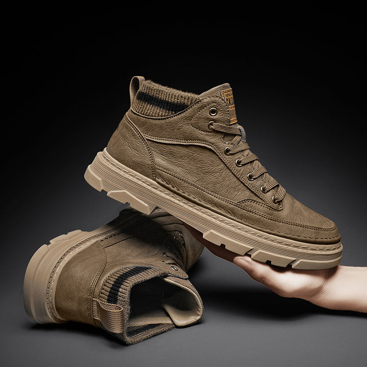 Herren lederoptik High-Top City-Boot Sneaker mit gestricktem Schaftkragen und stoßdämpfender Profilsohle Echo Archiv