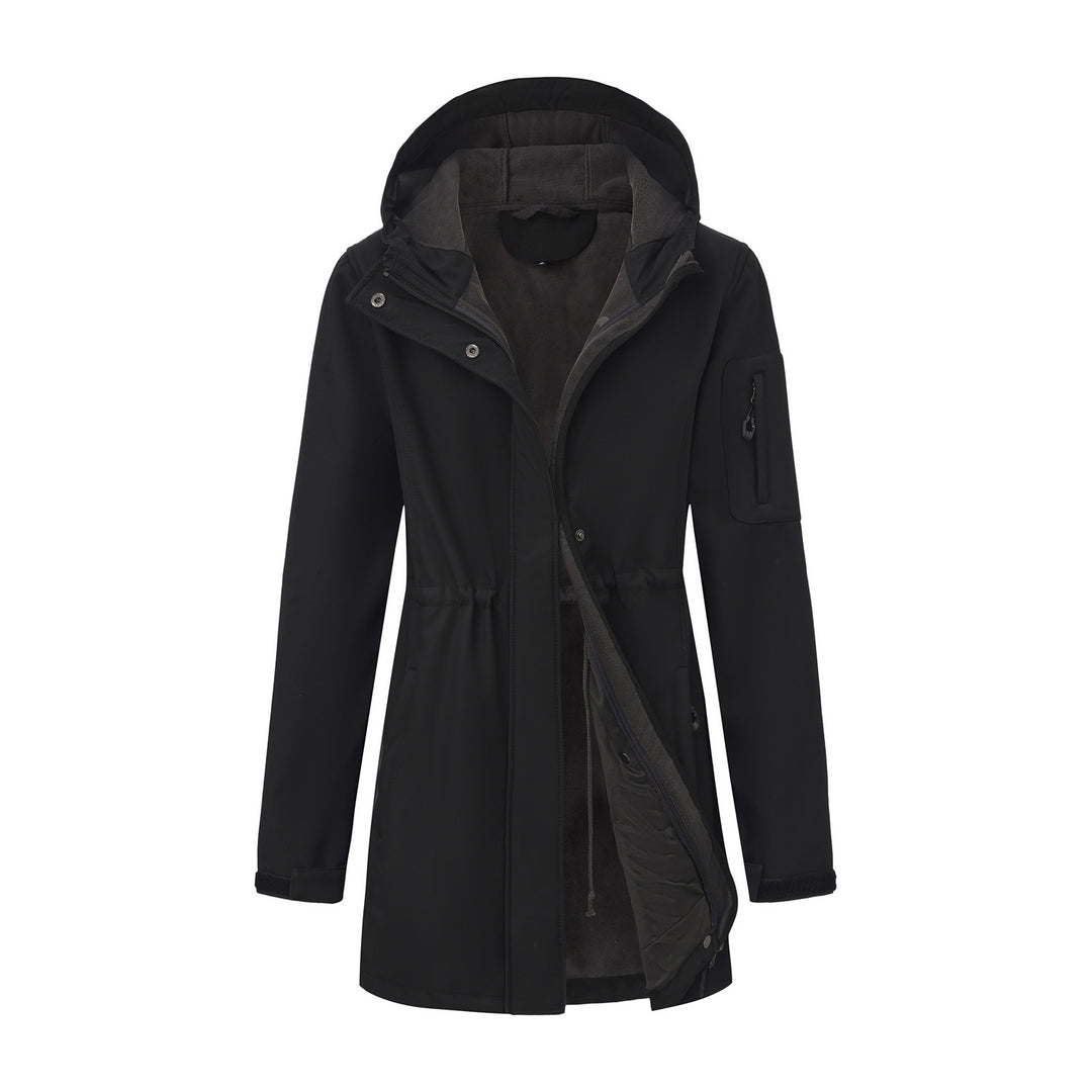 Damen nan funktionaler Softshell-Parka mit Teddyfleece-Futter, Kapuze und Taillenzug Echo Archiv