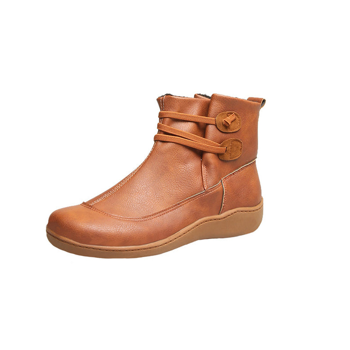 Damen nan gefütterte knöchelhohe Winterstiefelette mit elastischem Zierriemen, dekorativen Knopfdetails und rutschfester Leichtsohle Echo Archiv