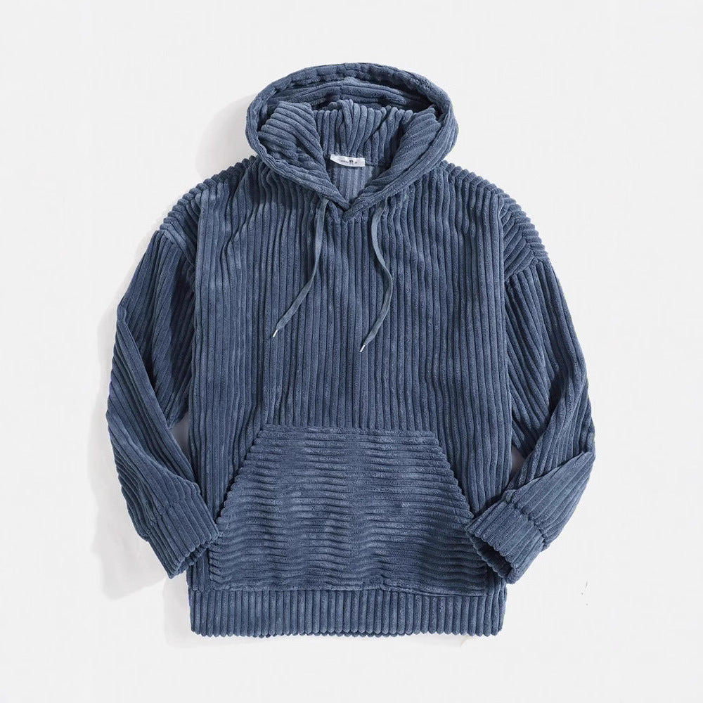 Unisex nan gerippter Samt-Hoodie mit Kapuze und Kängurutasche Echo Archiv