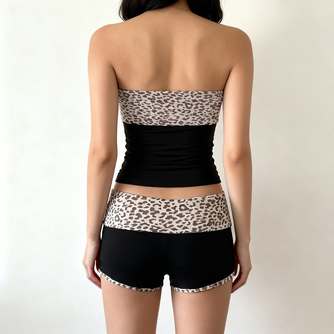 Damen sportliches Bikiniset mit trendigem Leopardenmotiv und elastischem Bund Echo Archiv