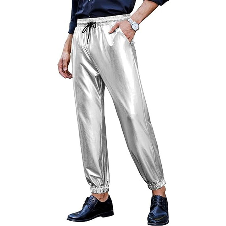 Herren modische Kunstlederhose mit elastischem Bund und schmal zulaufendem Bein Echoarchiv