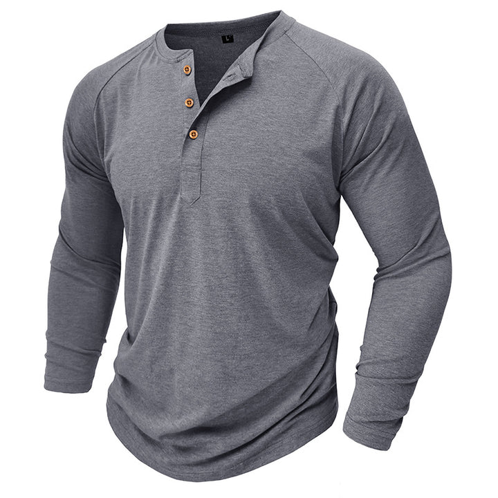 Herren Langarm-Henley-Shirt mit modernem Schnitt und einzigartigen Details Echoarchiv