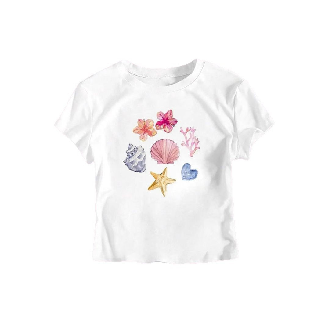 Damen Crop-T-Shirt mit maritimem Motiv Echo Archiv