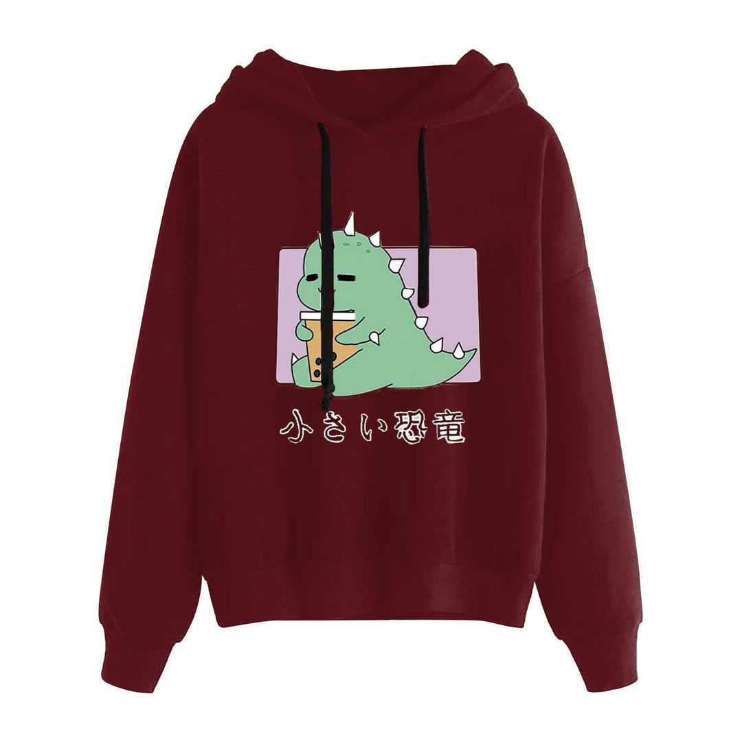 Damen kurz geschnittener Cropped-Kapuzenpullover mit niedlicher Frosch-Illustration und verstellbarer Kapuze – Auréline