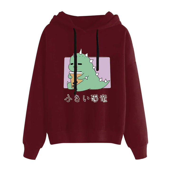 Damen kurz geschnittener Cropped-Kapuzenpullover mit niedlicher Frosch-Illustration und verstellbarer Kapuze – Auréline