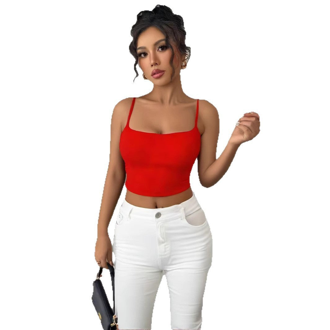 Damen Crop-Top mit verstellbaren Spaghetti-Trägern und figurbetontem Schnitt Echo Archiv