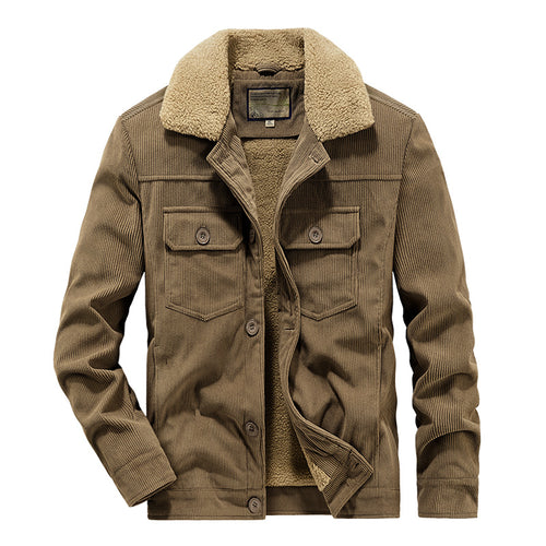 Herren Gemusterte Cordjacke mit Teddyfutter Echo Archiv