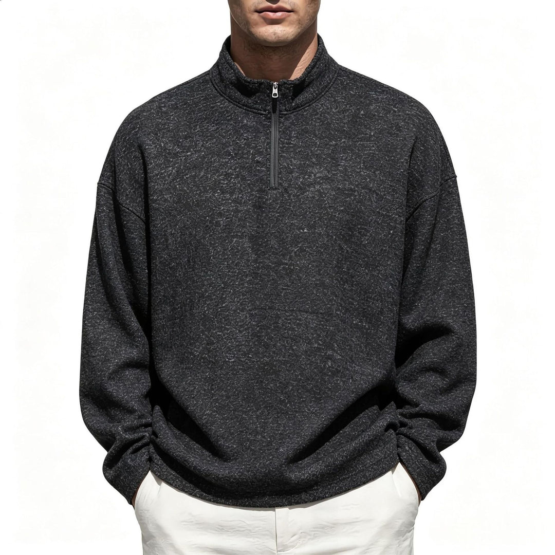 Herren Halbzip-Sweatshirt mit Stehkragen und melierter Struktur Echo Archiv