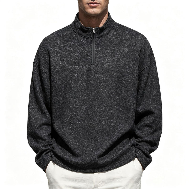 Herren Halbzip-Sweatshirt mit Stehkragen und melierter Struktur Echo Archiv