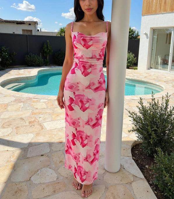 Damen Maxi-Kleid mit asymmetrischem Schnitt und fließendem Stoff Echo Archiv