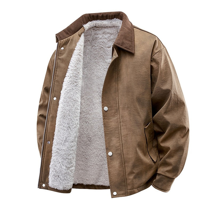 Herren Lässige Kunstlederjacke mit Teddyfutter Echo Archiv 1787738670