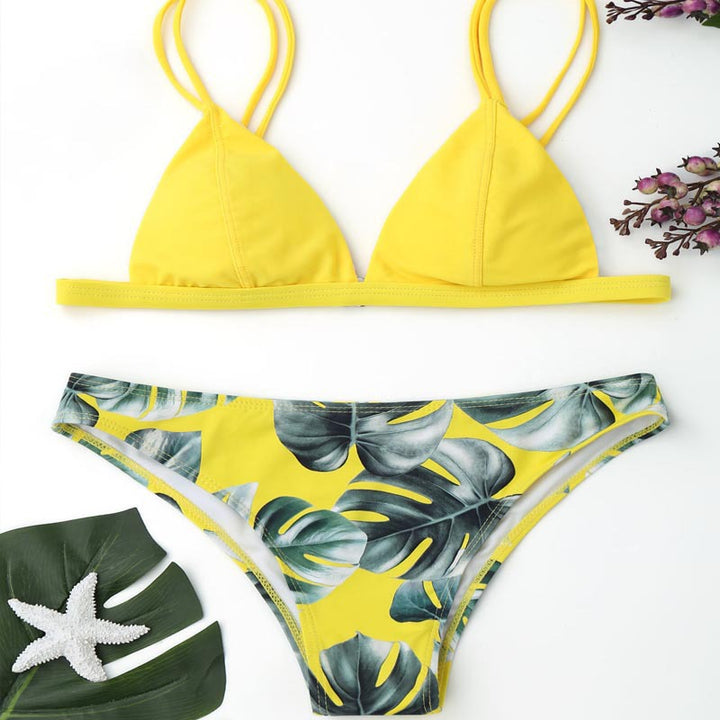 Damen Triangel-Bikini mit trendy Blattmuster Echo Archiv