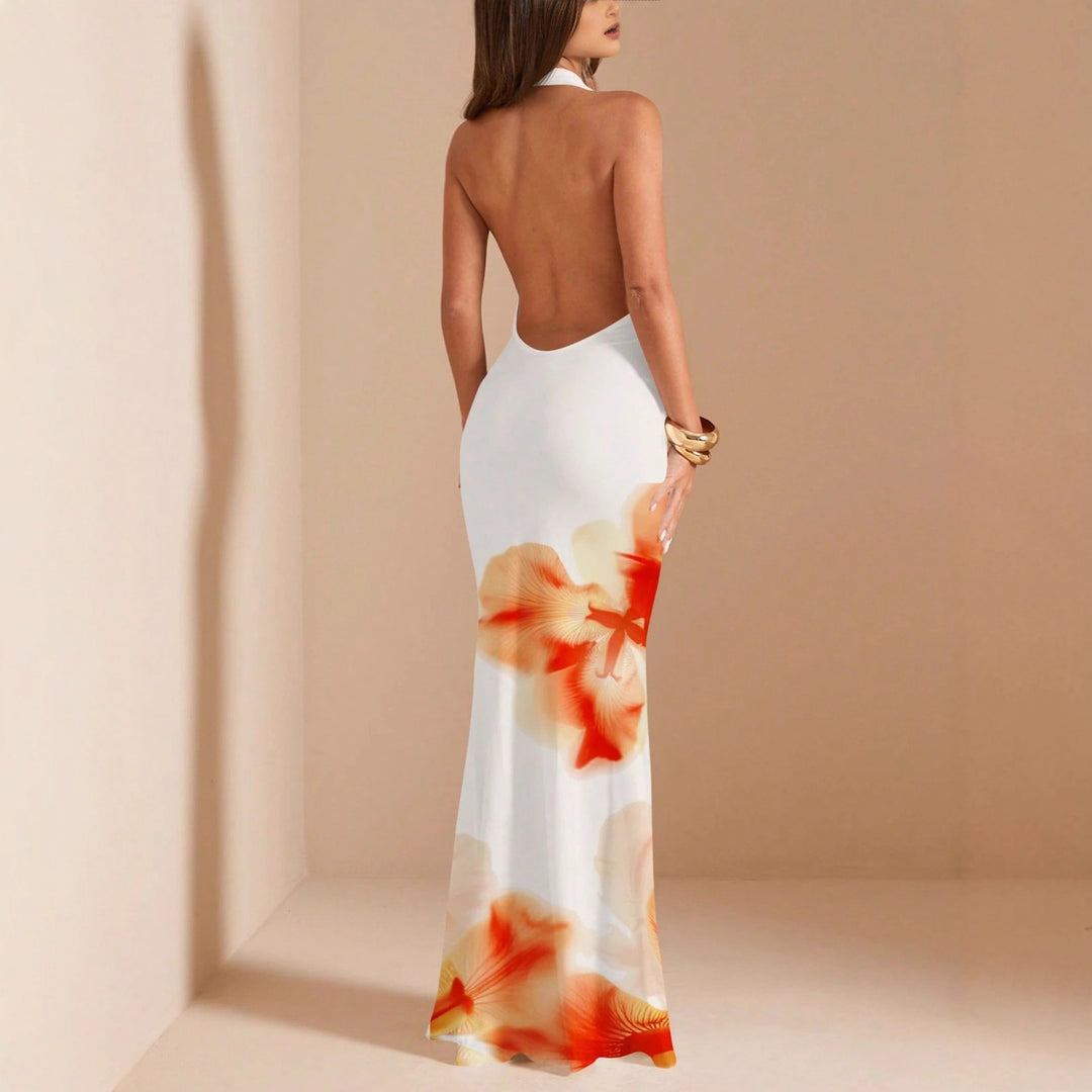 Damen Maxikleid mit raffiniertem Wickelausschnitt und floralem Design Echo Archiv