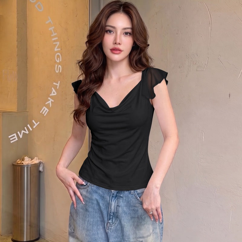 Damen Elegantes Top mit fließendem Chiffon-Detail Echo Archiv