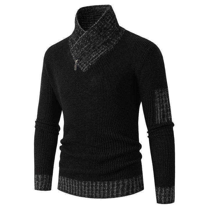 Herren Pullover mit modernem asymmetrischem Kragen und strukturiertem Design Echoarchiv