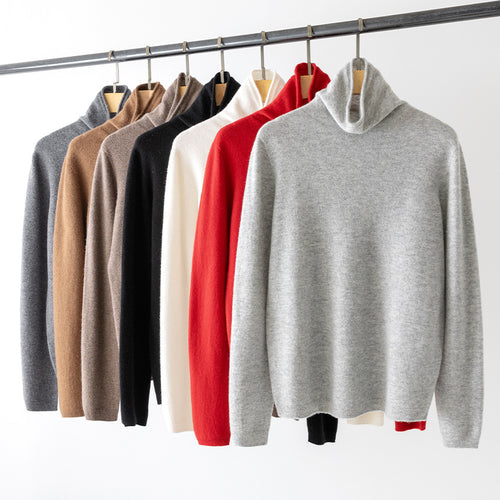 Damen Feinstrick Rollkragenpullover aus Kaschmirmischung leicht oversized Echoarchiv