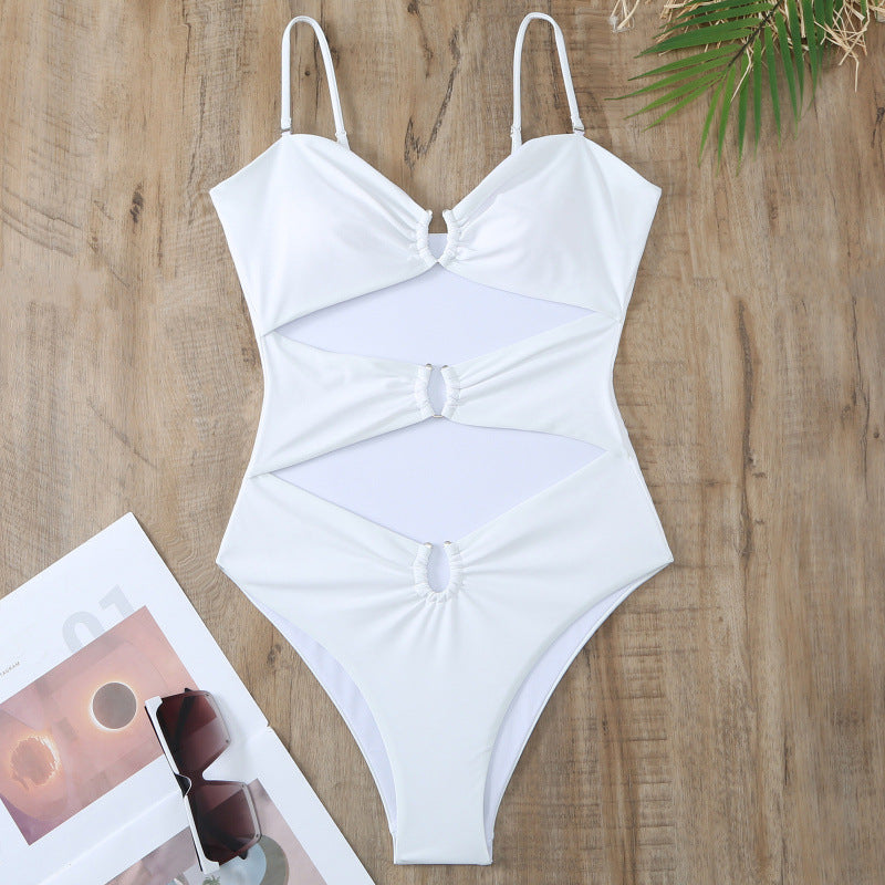 Damen Einteiler Badeanzug mit raffinierten Cut-Outs und stilvollem Wickeldetail Echo Archiv