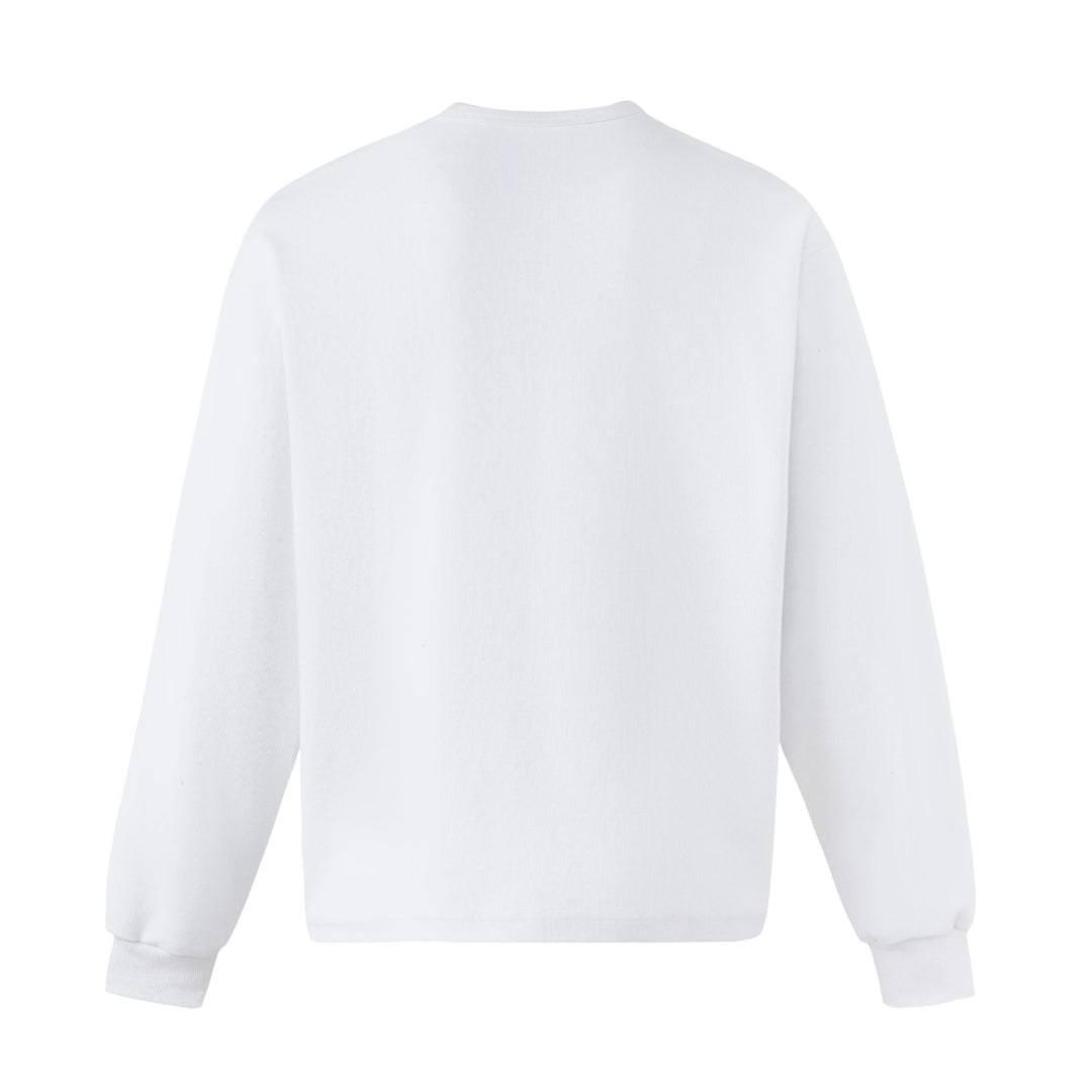 Unisex Oversize Sweatshirt mit kurzem Henley‑Placket und verschwommenem Grafikprint Echoarchiv