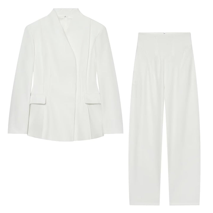 Damen Elegantes zweiteiliges Anzugset mit kastenlosem Blazer und High‑Waist Weitbein‑Hose Echo Archiv