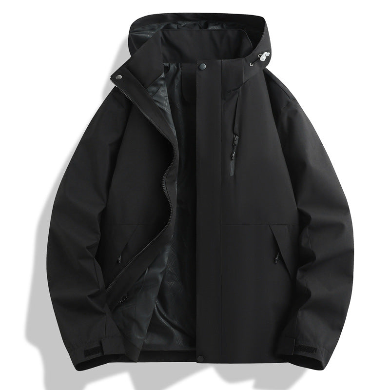 Herren Witterungsbeständige Funktionsjacke mit verstellbarem Kapuzenkragen Echoarchiv