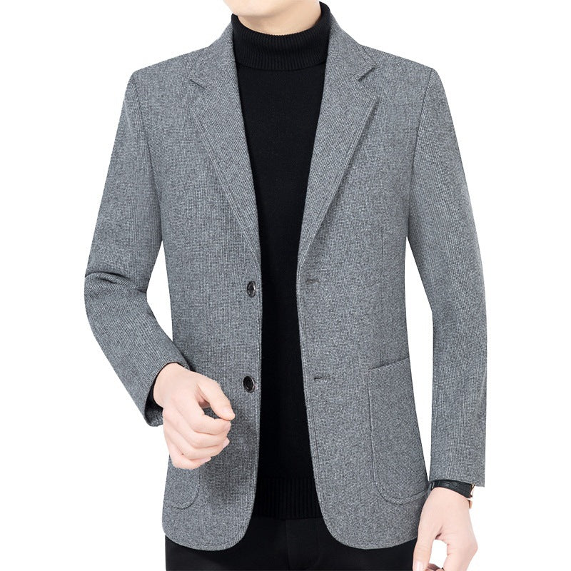 Herren Strukturierter Strickblazer mit Reverskragen und aufgesetzten Taschen – Tianoro