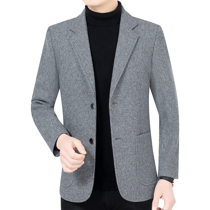 Herren Strukturierter Strickblazer mit Reverskragen und aufgesetzten Taschen – Tianoro