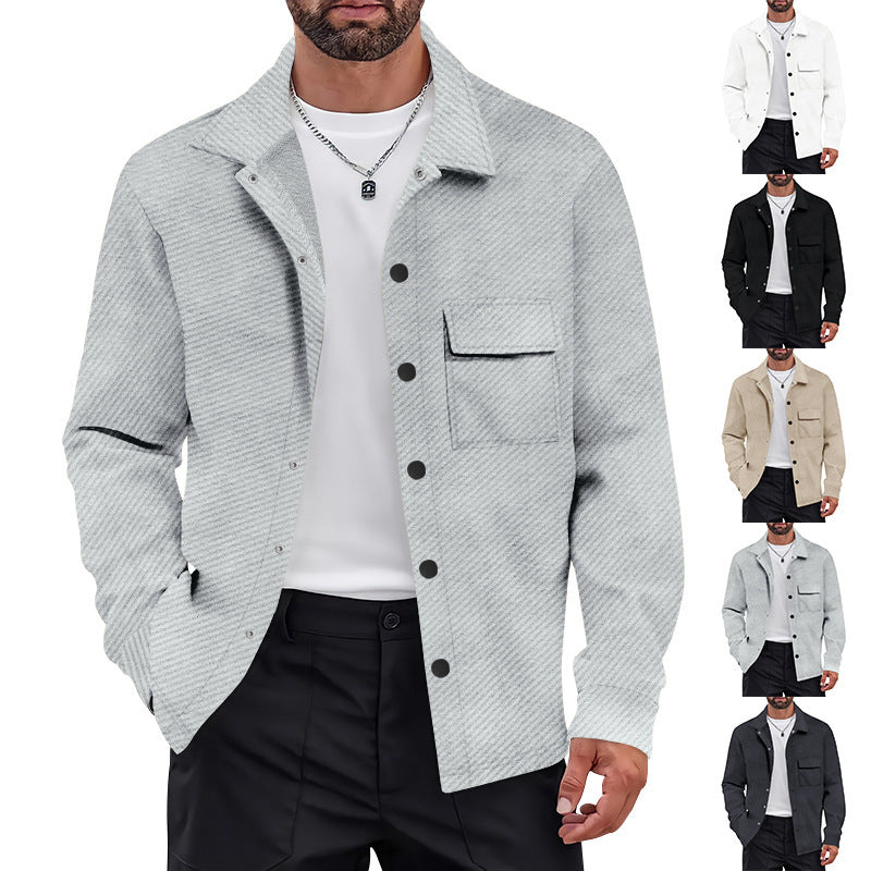 Herren modische Overshirt-Jacke mit strukturierter Oberfläche und praktischer Brusttasche Echoarchiv