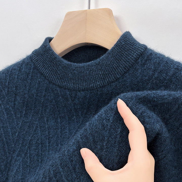 Herren eleganter Rollkragenpullover mit feinem Rautenmuster Echoarchiv