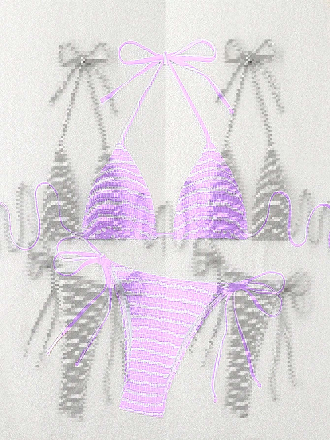 Damen Triangel-Bikini mit feinem Streifenmuster und raffinierten Bindebändern Echo Archiv