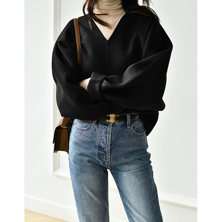 Damen Lässiger V-Ausschnitt Pullover Echoarchiv