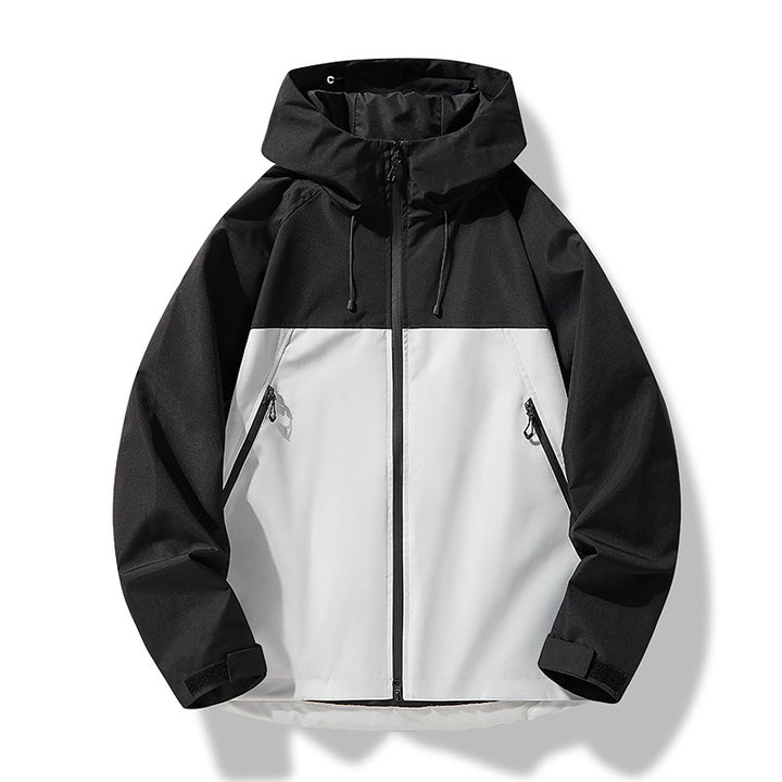 Herren Softshell-Outdoorjacke im Blockdesign mit Kapuze, Reißverschluss und wasserabweisender Beschichtung Echoarchiv