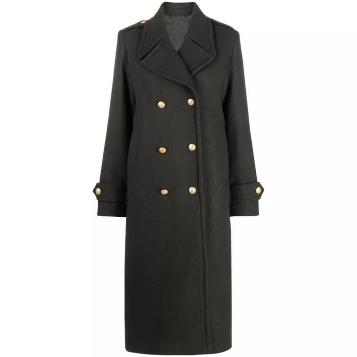Damen Doppelreihiger Oversize-Wollmix-Mantel mit markantem Revers und verstellbaren Manschetten Echoarchiv