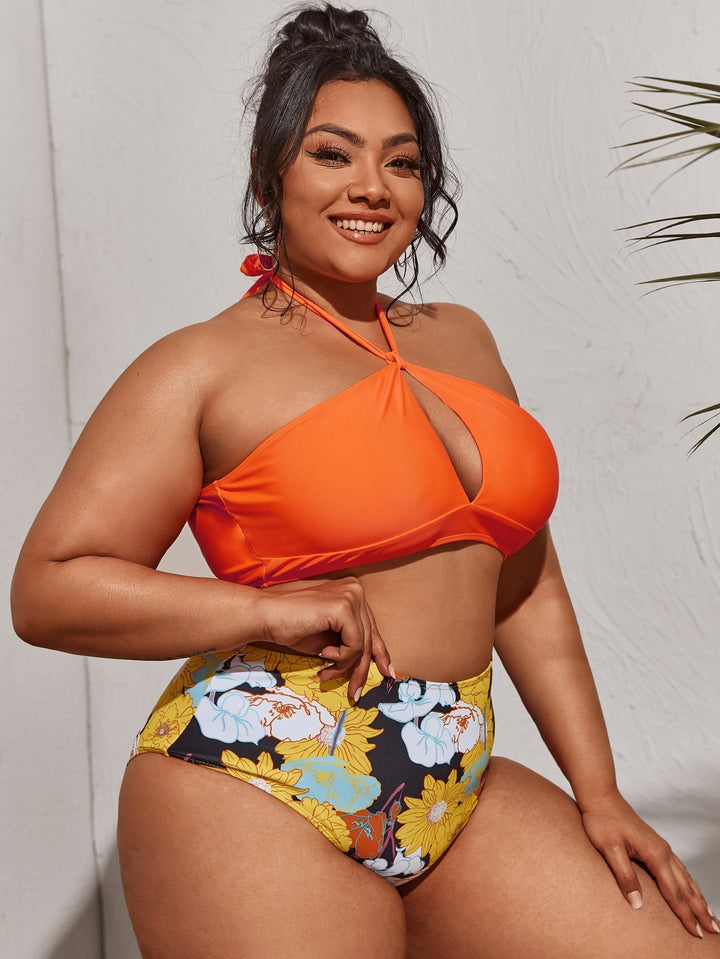 Damen Bikini-Set mit hoher Taille und verspieltem Blumenmuster Echo Archiv