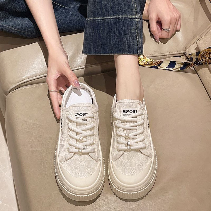 Damen Lace-Up Plateau Sneakers mit dekorativen Details Echo Archiv