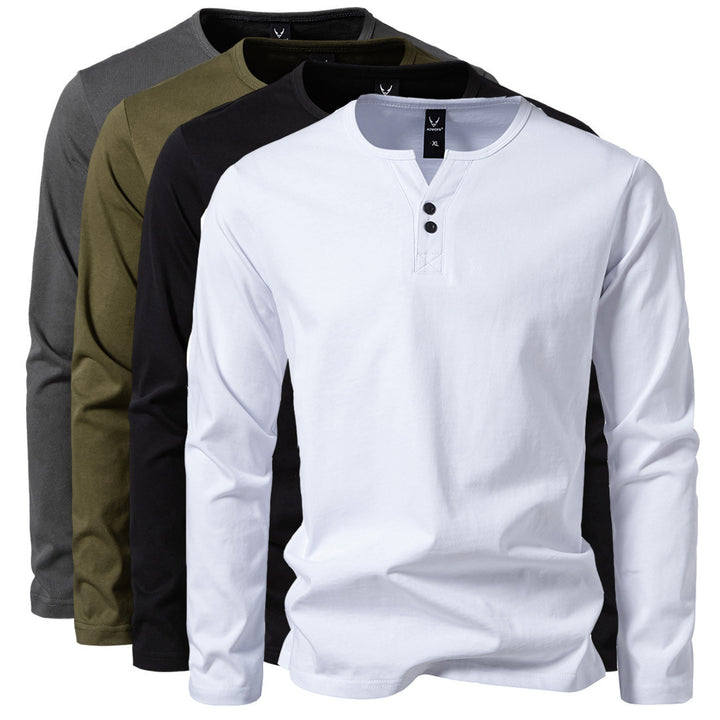 Herren nan langärmeliges Henleyshirt mit Knopfleiste, Rundhalsausschnitt und schlanker Passform Echo Archiv