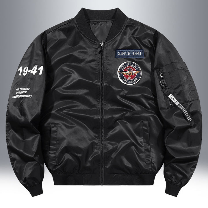 Herren Leichte Nylon-Bomberjacke im Aviator-Style mit Patchdetails und Ärmeltasche Echoarchiv