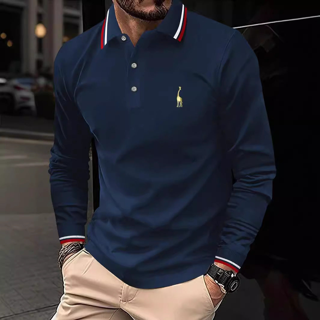 Herren Langarm Poloshirt mit sportivem Kragen und kontrastierenden Bündchen Echoarchiv