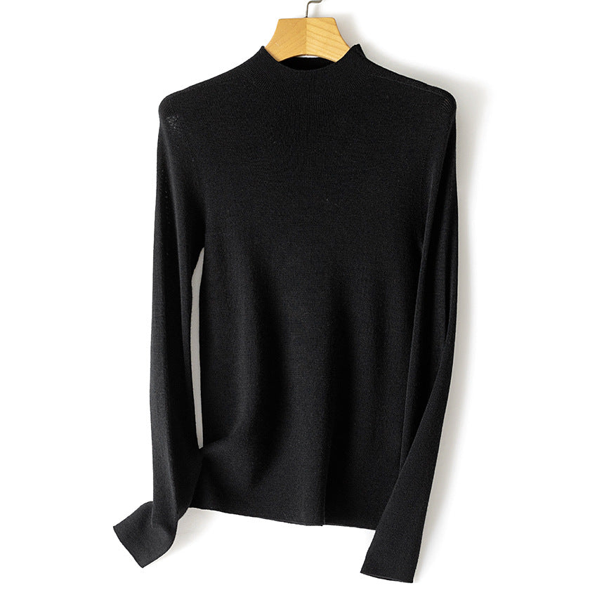 Damen Feiner Stretch-Feinstrickpullover mit halbem Stehkragen und schlanker Silhouette Echoarchiv
