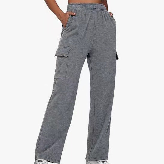 Damen nan lässige Cargo-Freizeithose mit weitem Bein elastischem Bund und aufgesetzten Taschen Echo Archiv
