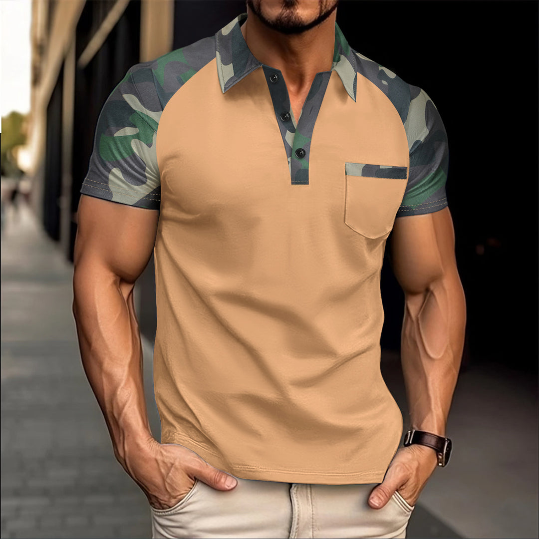 Herren Polohemd mit modernem Camouflage-Design Echoarchiv