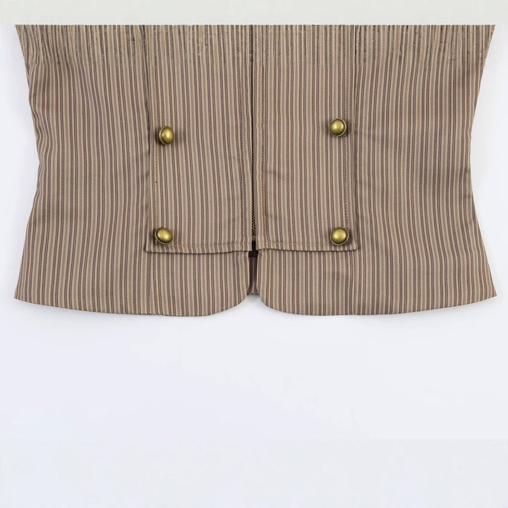 Damen Kurzgeschnittene militärinspirierte Jacke mit Stehkragen und doppelter Zierknopfreihe Echo Archiv