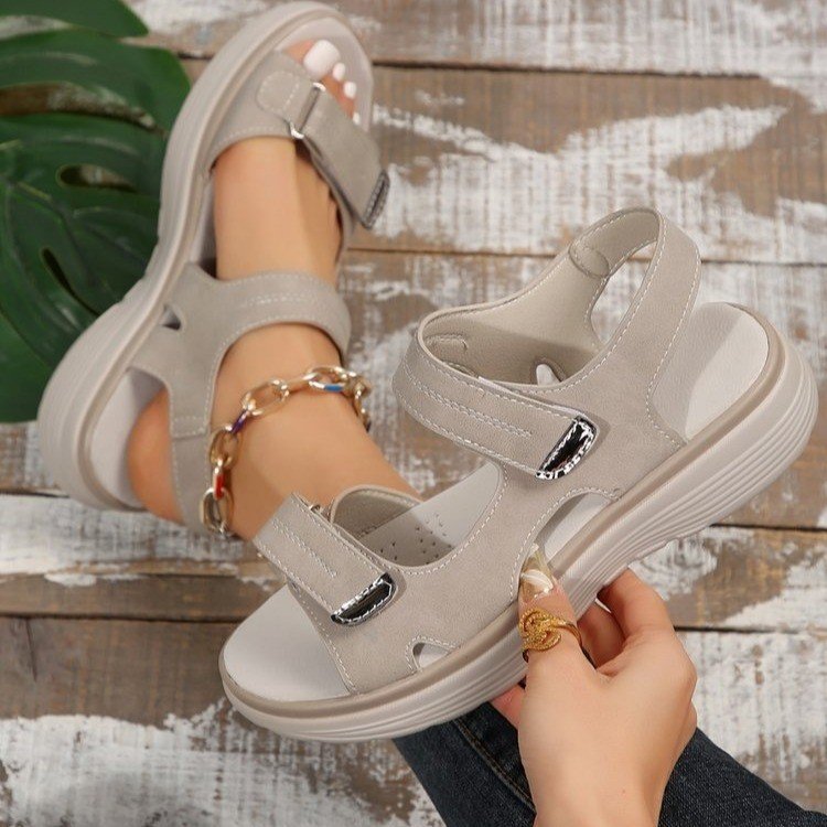 Damen Komfort-Sandalen mit verstellbaren Klettverschlüssen und gepolstertem Fußbett Echo Archiv