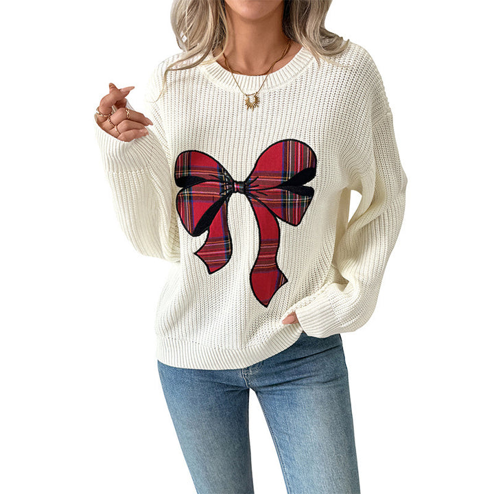 Damen Modischer Pullover mit kariertem Schleifen-Design Echo Archiv