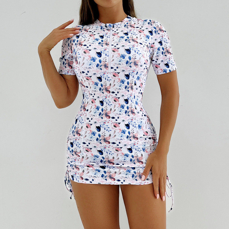 Damen Surfanzug mit stylischem Blumenmuster und kurzem Arm Echo Archiv