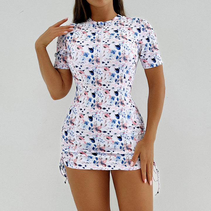 Damen Surfanzug mit stylischem Blumenmuster und kurzem Arm Echo Archiv
