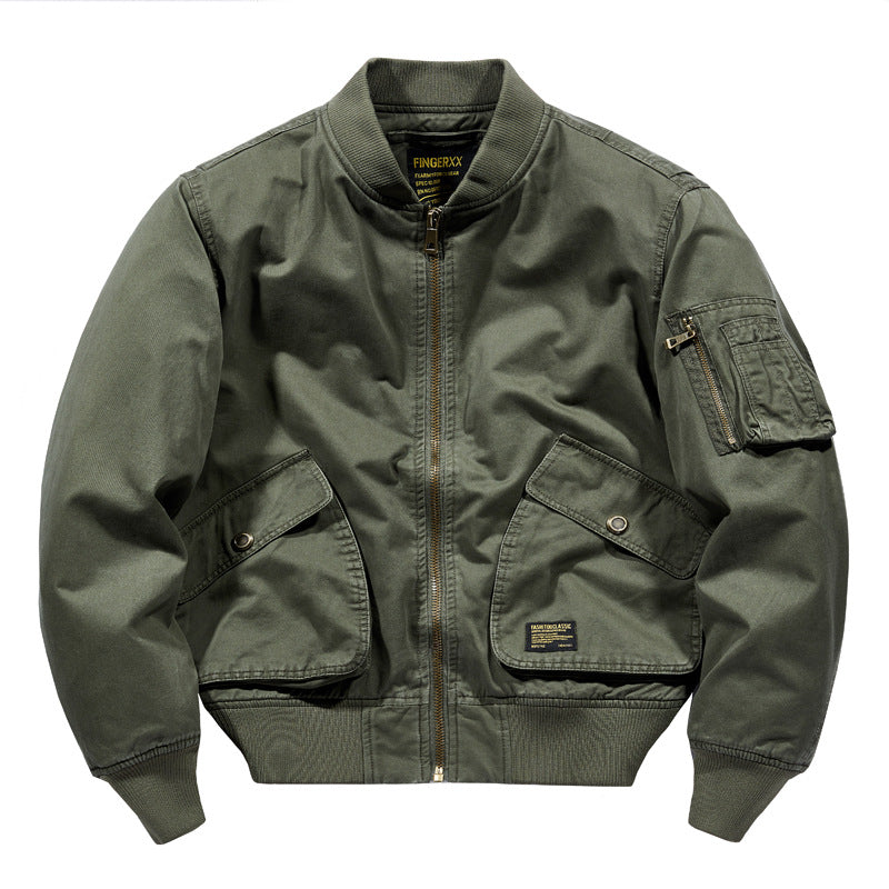 Herren  schwere Baumwoll-Twill Utility Bomberjacke mit schrägen Druckknopf-Taschen und Reißverschluss-Ärmeltasche Echo Archiv