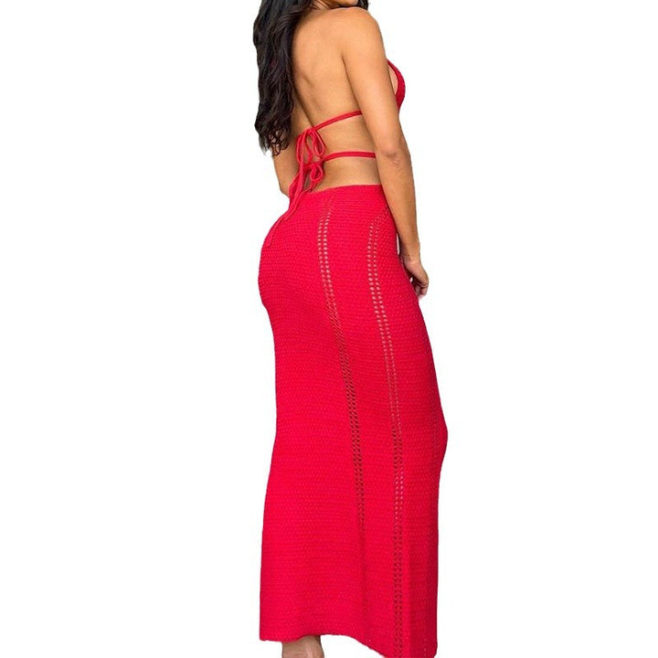Damen Häkel-Maxikleid mit Cut-Outs und Neckholder Echo Archiv