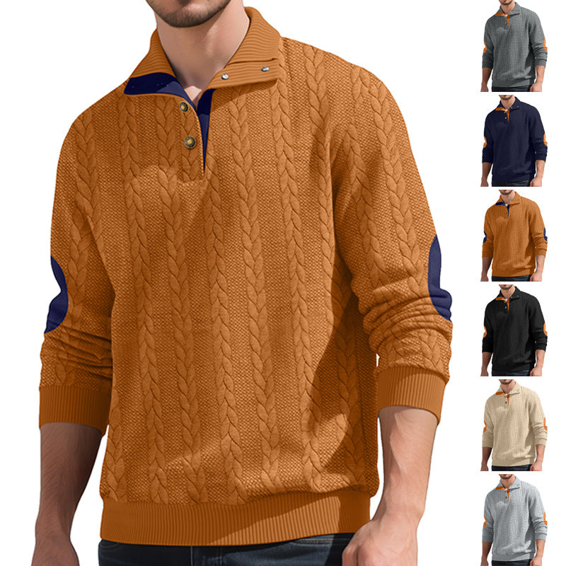 Herren modischer Strickpullover mit Knopfleiste und Kontrastdetails Echoarchiv