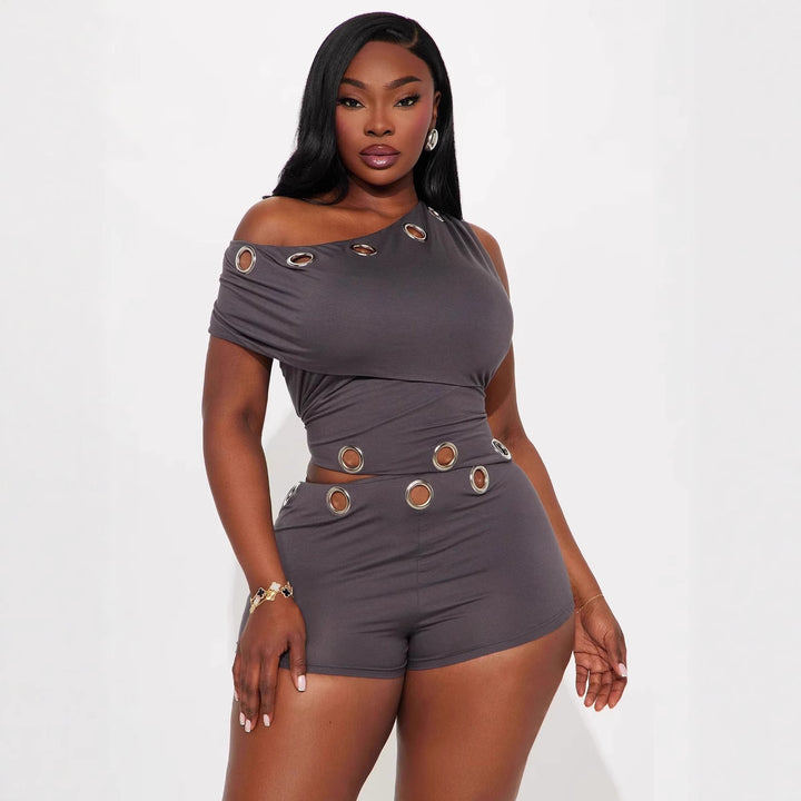 Damen Asymmetrischer Body mit dekorativen Ösen Echo Archiv
